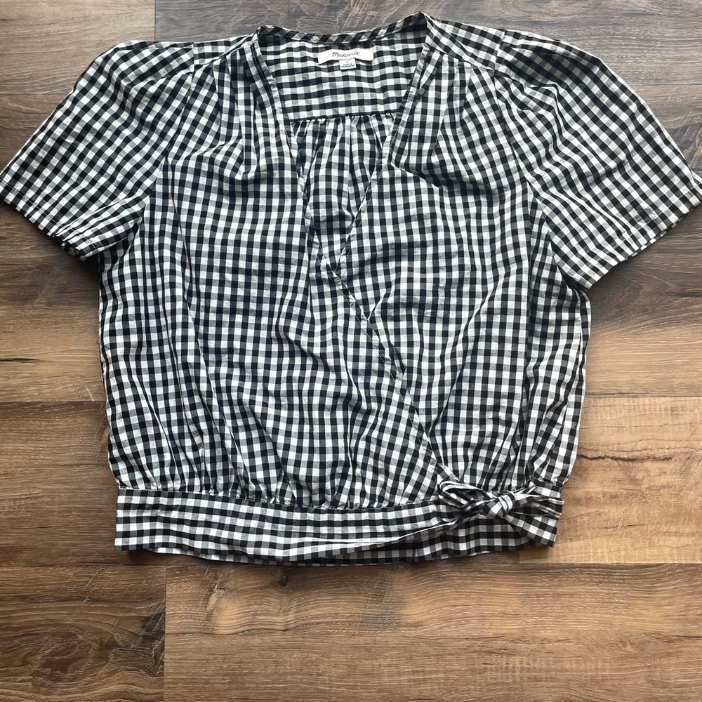 Madewell Black and White Checkered Blouse